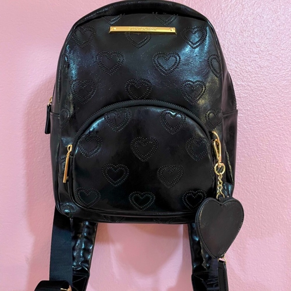 Betsey Johnson Black Backpack with Gold Accents